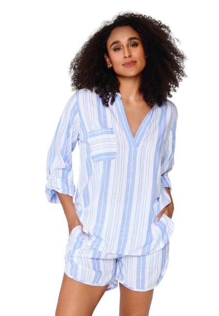 shortama set 363-blauwe stre